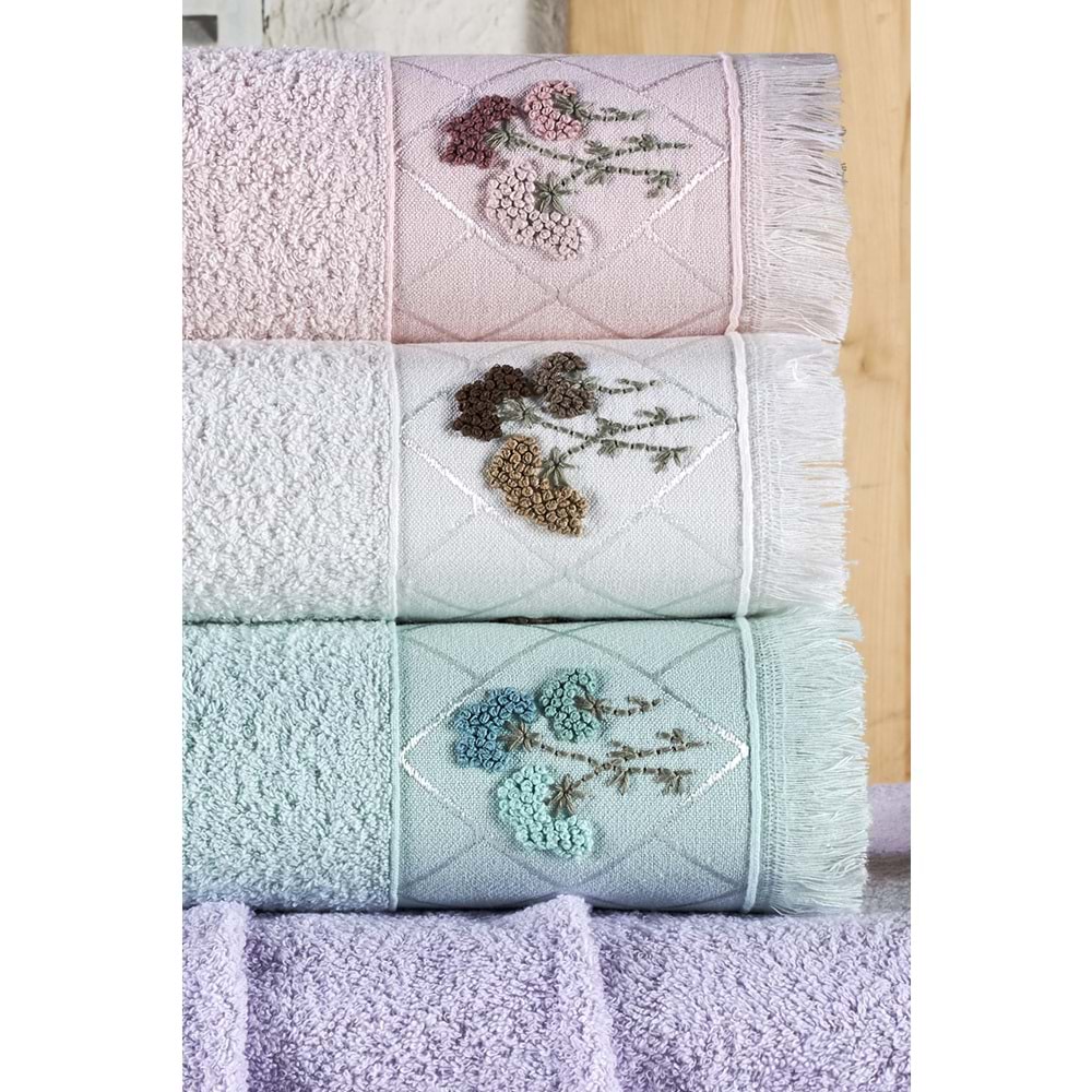 Leyli Natural El İşi Nakışlı 4'lü Havlu Seti 50x90