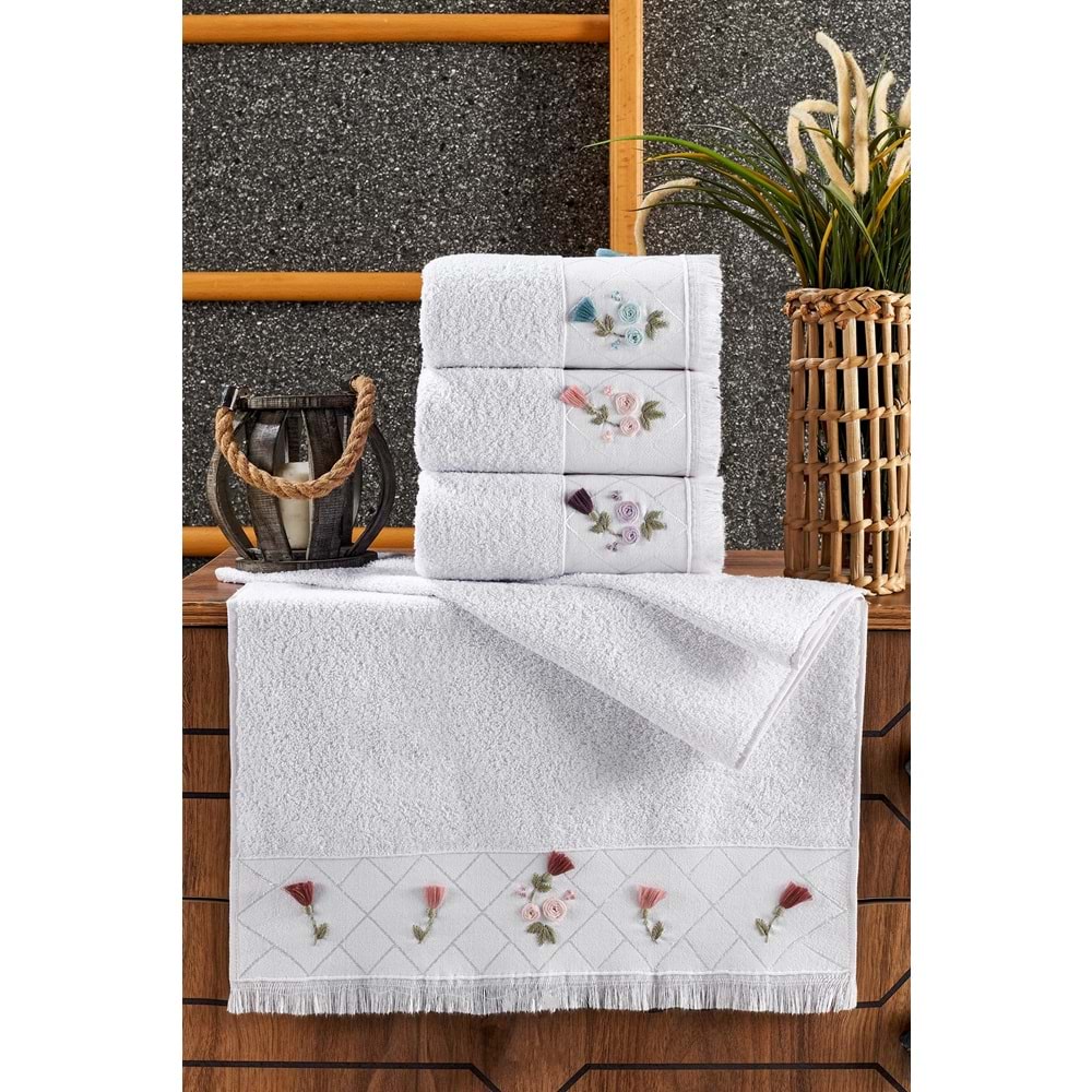 Peri Natural El İşi Nakışlı 4'lü Havlu Seti 50x90